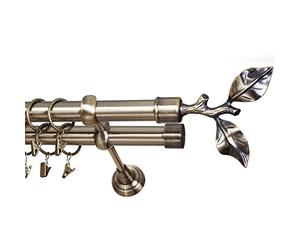 IANPAV NO RINGS - Metal Double Curtain Rod/Pole 25/25 mm, Antique Brass, Twig, Classic 160
