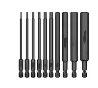 IANROL Fit For 10pcs Hex Head Allen Wrench Drill Bits Set 100mm Long Metric Allen Screwdriver Bits Magnetic Tip Hex Key Screwdriver Socket Bit (Color : 10pc 100mm Metric MM)