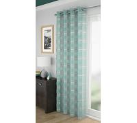 Ians Emporium 1 x LEON Shimmer Metallic Sparkle Stripe Eyelet Ring Top Header Net Voile Panel - DUCK EGG - 55" W X 72" L - Curtains At Home