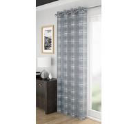 Ians Emporium 1 x LEON Shimmer Metallic Sparkle Stripe Eyelet Ring Top Header Net Voile Panel - SILVER - 55" W X 90" L - Curtains At Home