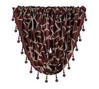 Ians Emporium 1 x MOROCCO Coloured Beaded Faux Silk Swag Net Curtain Patterned Swags Valance Drape - BURGUNDY - Curtains At Home