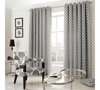 Ians Emporium OH Silver Heavyweight Eyelet Chenille Curtain Pair 90" Wide x 108" Drop Curtains At Home