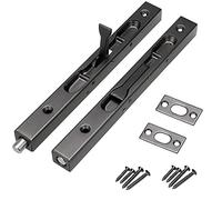 Ianulus 2-Piece Stainless Steel Concealed Sliding Bolt Lock, 6-Inch Safety Door Lock for Composite, Wood & Double Doors (Black)
