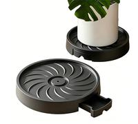 Ianulus Mobile Plant Pot Saucer with Wheels, 360° Rotating Heavy Duty Plastic Plant Caddy with Hidden Water Tray, Round Rolling Plant Stand for Indoor/Outdoor, Strong PP Material (Black, 26cm)