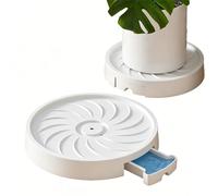 Ianulus Mobile Plant Pot Saucer with Wheels, 360° Rotating Heavy Duty Plastic Plant Caddy with Hidden Water Tray, Round Rolling Plant Stand for Indoor/Outdoor, Strong PP Material (White, 26cm)