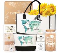 iAOVUEBY Graduation Gift For Her, Class of 2025 Graduate Gifts, Funny College Graduation Gifts for Her Daughter Sister Best Friends Roommate, World Canvas Tote Bag Tumbler Gift Set