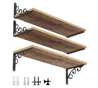 IARTOPS Decorative Shelf Brackets, 12 Inch Wall Mounted Floating Shelf Bracket for DIY Open Shelving, Pack of 6 L Shape Heavy Duty Rustic Iron Metal Corner Brace Shelf Supporter, Black
