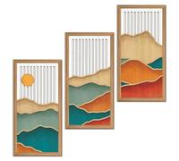 IARTTOP 3 Pcs Boho Mountain Wall Decor Modern Minimalist Wooden Artwork Bohemian Hanging Art Abstract Nature Landscape Wood Wall Art Decoration for Apartment Living Room 7.9 x15.8 Inch