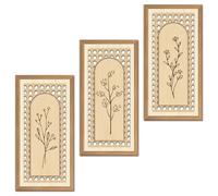 IARTTOP 3 Pcs Minimalist Nature Floral Wall Art Boho Botanical Wood Wall Decor Bohemian Flower Artwork Boho Modern Wooden Hanging Decor for Farmhouse Living Room Bedroom Office 7.9 x15.8 Inch