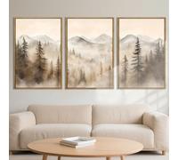 IARTTOP Extra Large Mountain Canvas Wall Art 24x36 Inch Framed Forest Woodland Art Prints Abstract Modern Farmhouse Wall Decor Set of 3 for Living room Dining room Bedroom
