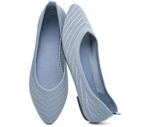 Iarus Women's Ballet Flat Shoes Mesh Knit Dress Slip on Shoes | Comfortable Breathable Fashion Pointed Toe loafers Portable lazy Casul Shoes Office Commuting