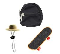 IASINN 3 Pack Bearded Dragons Accessories Toy,Lizard Backpack Adjustable Hat and Mini Skateboard Fit for Lizard Bearded Dragons Hamster Parrot Little Turtle Reptiles (Black)