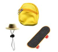 IASINN 3 Pack Bearded Dragons Accessories Toy,Lizard Backpack Adjustable Hat and Mini Skateboard Fit for Lizard Bearded Dragons Hamster Parrot Little Turtle Reptiles (Yellow)