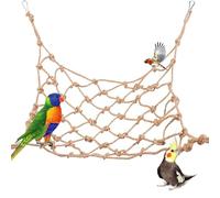 IASINN Natural Hemp Rope Climbing Net, Swing & Hammock - Multi-Species Bird Cage Accessories & Play Gym for Parrots, Parakeets, Budgies, Macaws, Cockatiels, Conures, and Small Animals
