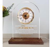 IASIRTGN Custom 60th Anniversary Wedding Acrylic Clock, Personalized Anniversary Clock with LED Light for Couples, Parents, Husband, Wife, Happy 60th Wedding Gift for Her Him