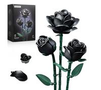 Black Roses Flower Building Set - 3Pack, Artificial Flower Botanical Collection Blocks Bouquet Compatible with Lego for Adults, Gothic Retro Home Decor for Mom (152PCS) - IA11009