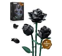 Black Roses Flower Building Set - 3Pack, Artificial Flower Botanical Collection Blocks Bouquet Compatible with Lego for Adults, Gothic Retro Home Decor for Mom (152PCS) - IA11009