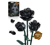 Black Roses Flower Building Set - 3Pack, Artificial Flower Botanical Collection Blocks Bouquet Compatible with Lego for Adults, Gothic Retro Home Decor for Mom (152PCS) - IA11009