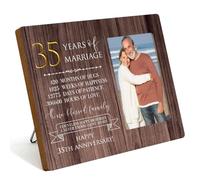 IAXIC 35th Anniversary Picture Frame, 35th Wedding for Her Him Couple Husband Wife, Happy Wedding Anniversary Decorations for Wall Desk Tabletop Shelf, 35 Years Gift Ideas
