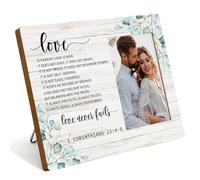 IAXIC Wedding Gifts for Couple Anniversary Photo Frame Religious Scripture Rustic Picture Frames Christian Gifts for Women Men Floral Eucalyptus Branches Wooden Picture Frames