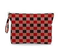 IAXIC Wet Dry Bag, Wet Bag for Swimsuit, Diaper Sunscreen Large Zipper Pouch Waterproof Pouch, Beach Bags for Women, For Ladies Girls Friends Colleagues and Sisters Reddish Brown Textured Plaid Gifts