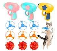 IAXSEE 12 Pcs Cat Fetch Toy Set with 3 Red Spinning Tops 6 Flying Discs Colorful Interactive Toys for Kitten Chasing Tracking Playing Training Hunting