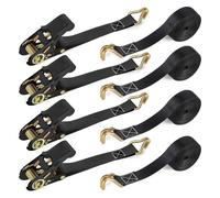IAZZCO Ratchet Straps with Hook, 6M x 25MM, Heavy Duty, 4 Pack/Black
