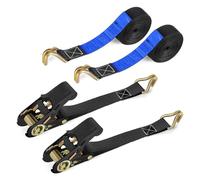 IAZZCO Tie Down Straps with Ratchet and Hook - 6 m x 25 mm TÜV/GS Certified Ratchet Straps with Cam Buckle for Motorcycles, Cars, Trailers, Household (Black/Pack of 2)