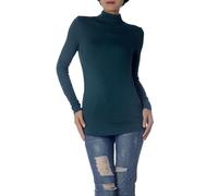 iB-iP Women's Tops Turtleneck Slim Fit Long Sleeve High Neck Cozy Silky Henley, Size: 10, Dusty Green
