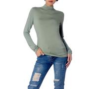 iB-iP Women's Tops Turtleneck Slim Fit Long Sleeve High Neck Cozy Silky Henley, Size: 10, Mint