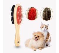 IB KOOT Wooden Dog Brushes for Grooming Double Sided Pet Hair Grooming Brush Professional Dog and Cat Brush for Shedding Ideal for Small and Long Haired Dogs (Yellow)