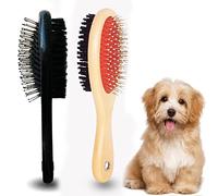 IB KOOT Wooden Dog Brushes for Grooming Double Sided Pet Hair Grooming Brush Professional Dog and Cat Brush for Shedding Ideal for Small and Long-Haired Dogs (1 Pack Random Color)