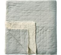 IB Laursen Bedspread with Chequered Stitching - Light Blue / Off White