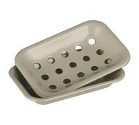 IB Laursen Soap Dish in 2 Parts Enamel Sand-Coloured Width 10.5 x Height 2.5 L 15.5 cm
