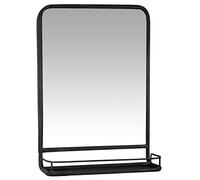 Ib Laursen Wall Mirror with Shelf, Industrial Style, Black, 70 cm x 49 cm x 14 cm
