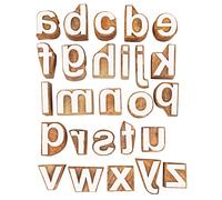 IBA Indianbeautifulart Textile Printing Block Lowercase a-z Alphabet Hand Carved Wood Letters Wooden Stamp Wood Block Printing Textile Stamps for Fabric/Pottery Blocks