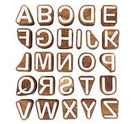 IBA Indianbeautifulart Textile Printing Block Uppercase A-Z Alphabet Hand Carved Wood Letters Wooden Stamp Wood Block Printing Textile Stamps for Fabric/Pottery Blocks-YH