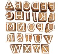 IBA Indianbeautifulart Textile Printing Block Uppercase A-Z Alphabet Hand Carved Wood Letters Wooden Stamp Wood Block Printing Textile Stamps for Fabric/Pottery Blocks