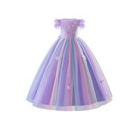 IBAKOM Girls Princess Dress 3D Butterfly Sequin Ruffle Tulle Flower Girl Dress Pageant Birthday Party Wedding Ball Gown Purple 110