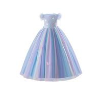 IBAKOM Girls Princess Dress 3D Butterfly Sequin Ruffle Tulle Flower Girl Dress Pageant Birthday Party Wedding Ball Gown Blue 120