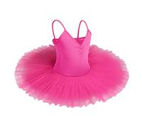 IBAKOM Girls Swan Lake Ballet Dance Tutu Dress V Neck Camisole Leotard Dancewear Ballerina Dancing Costume Gymnastic Spaghetti Strap Sleeveless Dance Outfit Hot Pink 13-14 Years
