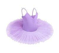 IBAKOM Girls Swan Lake Ballet Dance Tutu Dress V Neck Camisole Leotard Dancewear Ballerina Dancing Costume Gymnastic Spaghetti Strap Sleeveless Dance Outfit Light Purple 9-10 Years