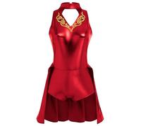 IBAKOM Women Ballet Dance Leotards Shiny Metallic Bodysuit Trapeze Artist Circus Acrobat Costume Sexy Carnival Dance Dress, Red, Medium