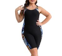 IBAKOM Women One-Piece Swimsuit Tummy Control Plus Size Swimsuit Rash Guard Boyleg Monokinis Surfing Bathing Suit Contrast Colors Sunflower 3XL