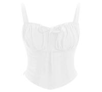 IBAKOM Women's Corset Sexy Lace Bustier Camisole Top Shapewear Vintage Spaghetti Strap Corsets Going Out Top Party Clubwear White L