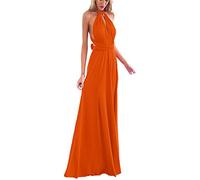 IBAKOM Women's Transformer Evening Long Dresses Convertible Multiway Wrap Halter V-Neck Backless Ball Gown Floor Length Wedding Bridesmaid Cocktail Party Dress Orange L