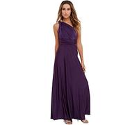IBAKOM Women's Transformer Evening Long Dresses Convertible Multiway Wrap Halter V-Neck Backless Ball Gown Floor Length Wedding Bridesmaid Cocktail Party Dress Dark Purple S