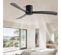 IBalody Flush Mount 38in Ceiling Fan No Light Modern Quiet Ceiling Fans with Remote Control 6 Speeds Low Profile Ceiling Fan Without Light 3 Blades for Bedroom Living Room Restaurant Patio Indoor