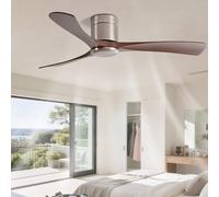 IBalody Flush Mount Ceiling Fan No Light Modern Quiet Ceiling Fans with Remote Control 6 Speeds Low Profile Ceiling Fan Without Light 3 Blades for Bedroom Living Room Restaurant Patio Indoor