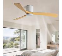 IBalody Flush Mount Ceiling Fan No Light Modern Quiet Ceiling Fans with Remote Control 6 Speeds Low Profile Ceiling Fan Without Light 3 Blades for Bedroom Living Room Restaurant Patio Indoor